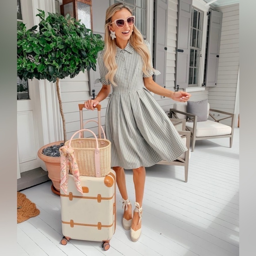 Gal Meets Glam Sz 00 Delilah Green Gingham Dress